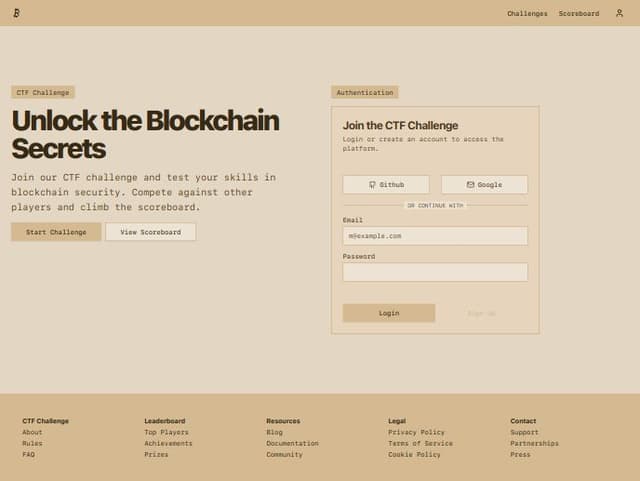 Thumbnail for prompt: Topbar: Center and make it more flow into the main page. and vertical center the challenges and scoreboard link