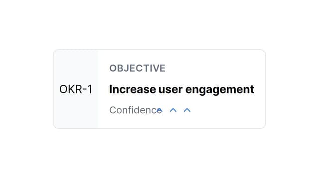 Thumbnail for prompt: a box for displaying a okr objective contining a chip for id on the upper left, a title in the top center and a number "confidence level"