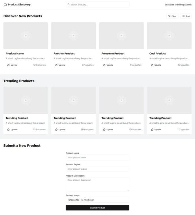 Thumbnail for prompt: Make product hunt clone