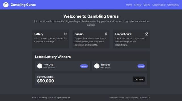 Thumbnail for prompt: Discord Server homepage for gambling, Discord Cheap lottery for fun