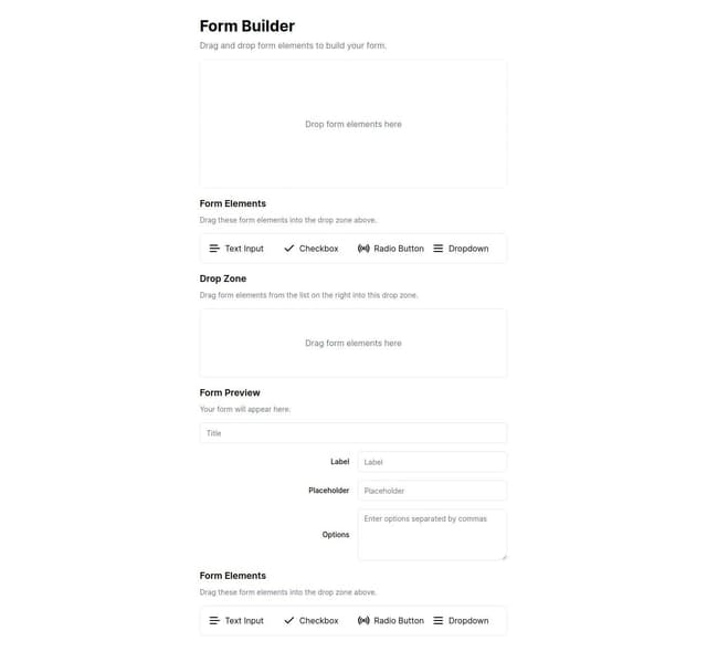 Thumbnail for prompt: A form builder with shadcn ui components