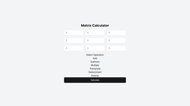 Thumbnail for prompt: create a page where you can calculate some matrix operation and you can choose wich one