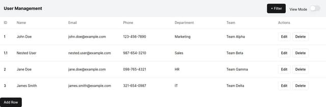 Thumbnail for prompt: create a version of this page in which the table contents is not editable or in a input box