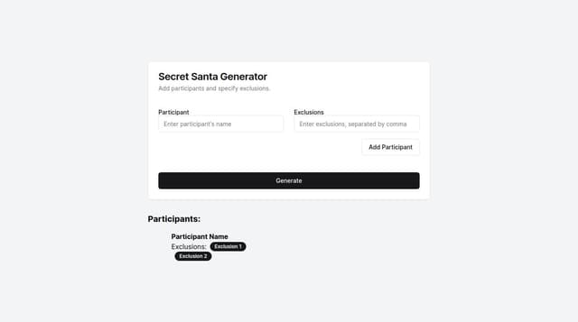 Thumbnail for prompt: Secret Santa generator where you can add exclusions for each person
