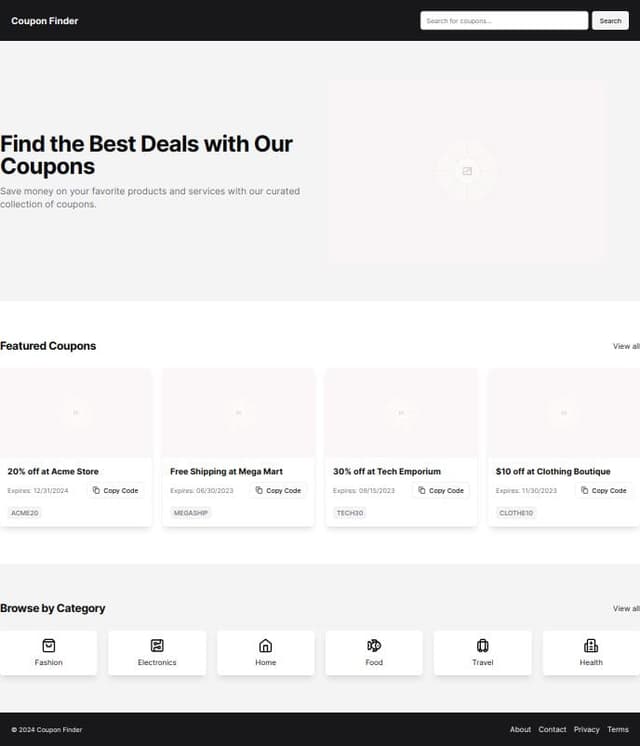 Thumbnail for prompt: create coupon website