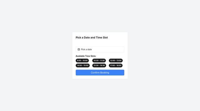 Thumbnail for prompt: date picker with available time slots to pick
