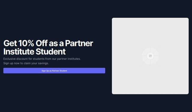 Thumbnail for prompt: a banner in hero section to showcase  10% off for partner institute students