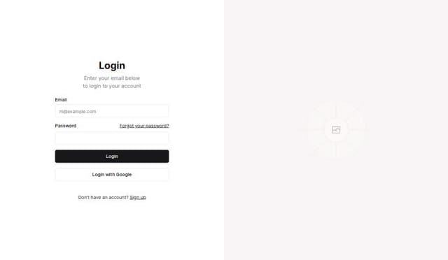A login page with two columns. The first column has the login form with ...