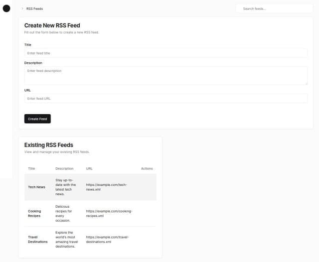 Thumbnail for prompt: a dashboard for creating rss feed files