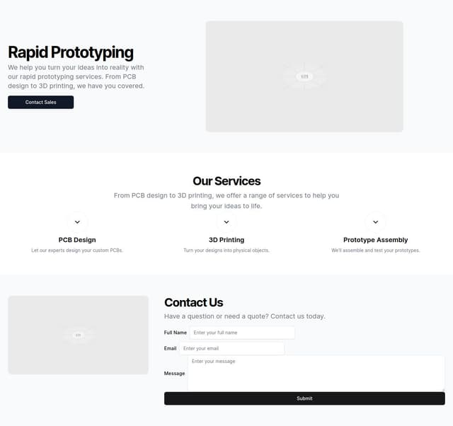 Thumbnail for prompt: A landing page for an electronics prototyping company