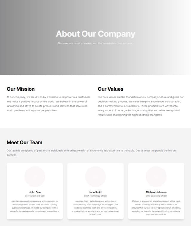 Thumbnail for prompt: About Us page using tailwind css