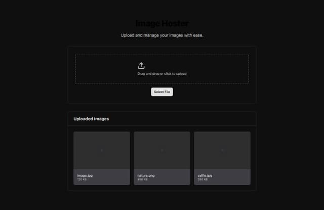 Thumbnail for prompt: make a Image Hoster page so you can upload an image to the host and see it on your dashboard