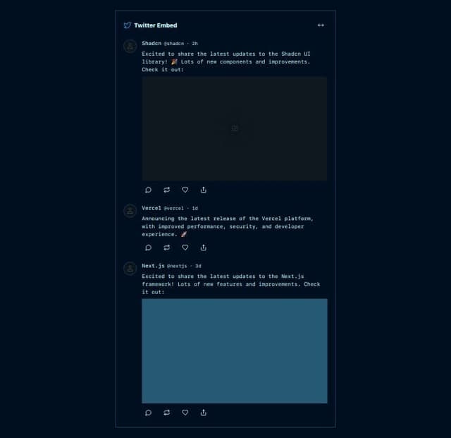Thumbnail for prompt: twitter embed cards timeline UI