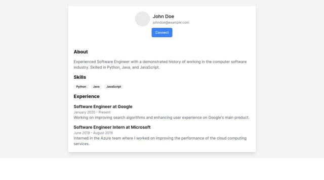 Thumbnail for prompt: A user profile similar to the one on linkedin