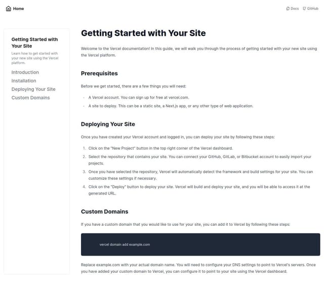 Thumbnail for prompt: Generate for me a documentation page which will be used to display markdown