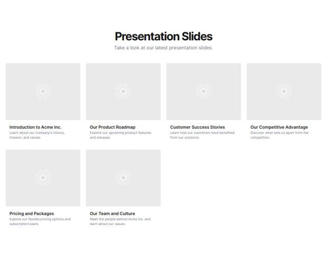 Thumbnail for prompt: Create a presentation view in the form of a list that looks like a web presentation