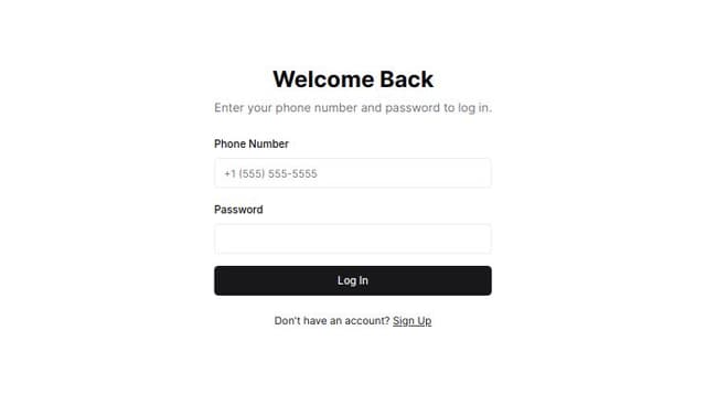 Thumbnail for prompt: create a login/signup screen for me with phone number 