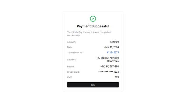 Thumbnail for prompt: i need a page for scalapay ui that i should put on it adress and phone number and credit card (cvv(