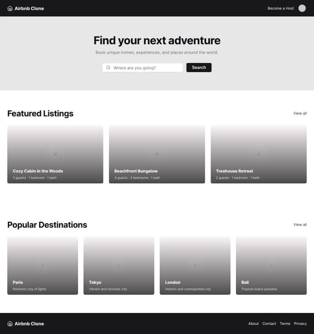 Thumbnail for prompt: Airbnb clone with next js , tailwind and shadcn