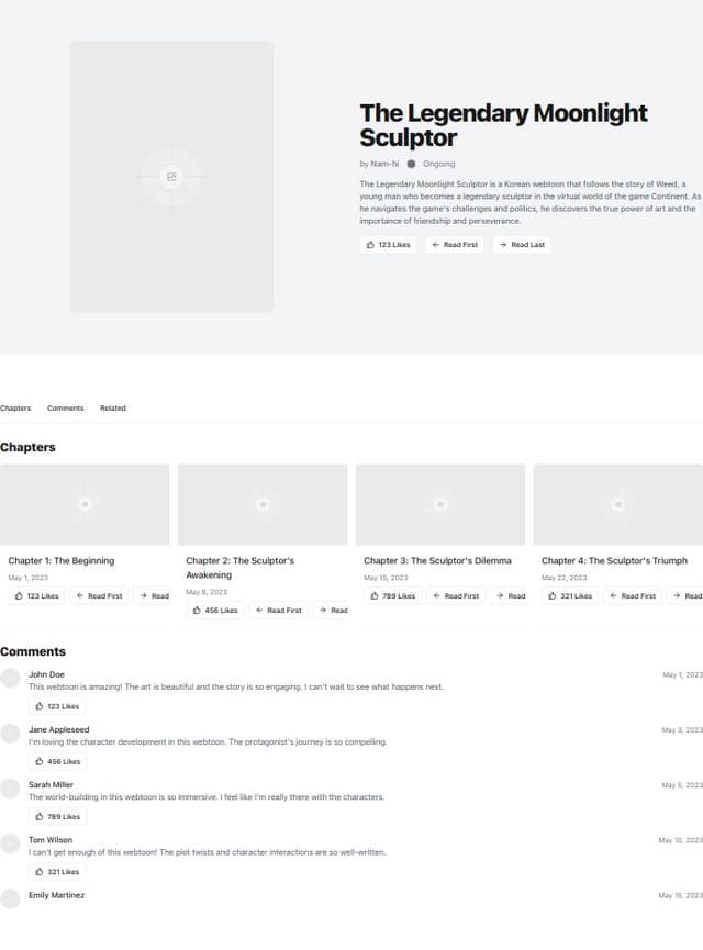 Thumbnail for prompt: add like button & display, read first & read last button