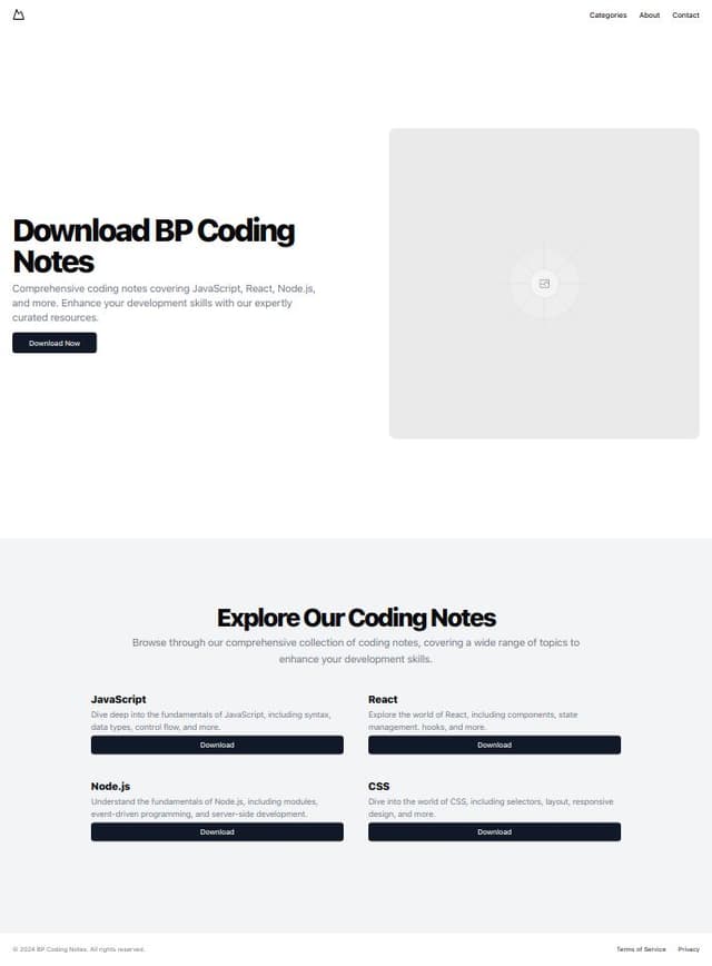 Thumbnail for prompt: BP CODING NOTES SERVICES now create me this page which contain download notes