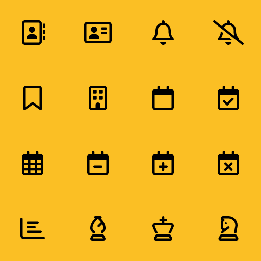 Popular Font Awesome Regular icons: Address Book icon, Address Card icon, Bell icon, Bell Slash icon, Bookmark icon, Building icon, Calendar icon, Calendar Check icon, Calendar Days icon, Calendar Minus icon, Calendar Plus icon, Calendar Xmark icon, Chart Bar icon, Chess Bishop icon, Chess King icon, Chess Knight icon