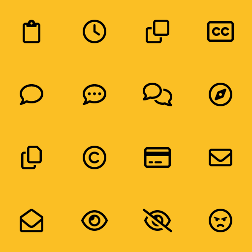 Popular Font Awesome Regular icons: Clipboard icon, Clock icon, Clone icon, Closed Captioning icon, Comment icon, Comment Dots icon, Comments icon, Compass icon, Copy icon, Copyright icon, Credit Card icon, Envelope icon, Envelope Open icon, Eye icon, Eye Slash icon, Face Angry icon