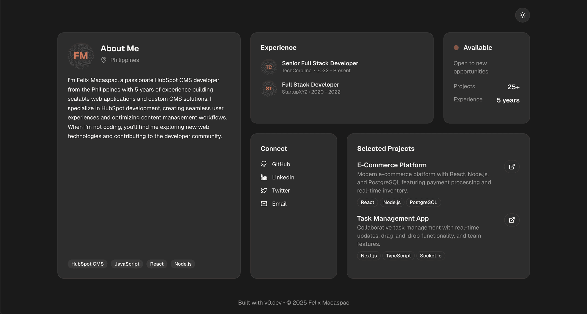 Minimalist Portfolio - Design Systems Templates - v0 by Vercel