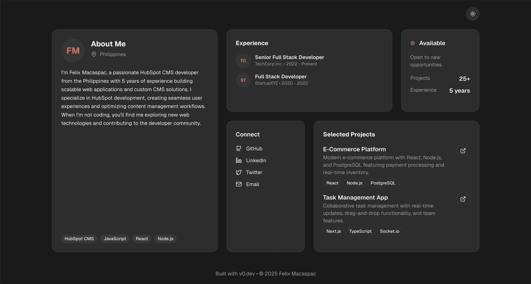 Minimalist Portfolio - Design Systems Templates - v0 by Vercel