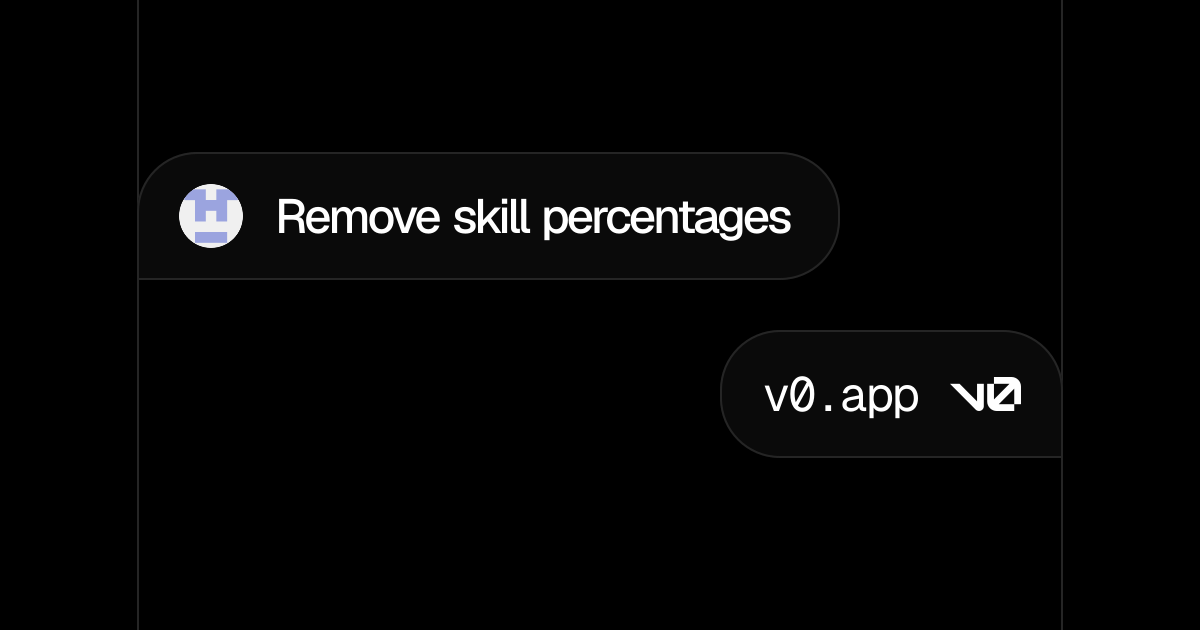 Remove skill percentages - v0 by Vercel