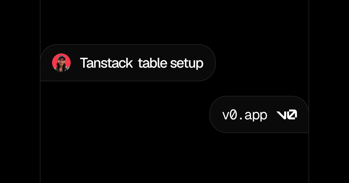 Tanstack table setup - v0 by Vercel
