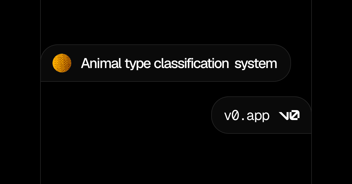 Animal type classification system - v0 by Vercel