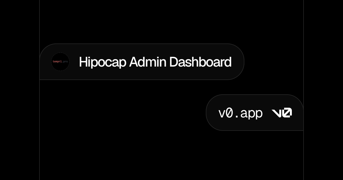 Hipocap Admin Dashboard - v0 by Vercel