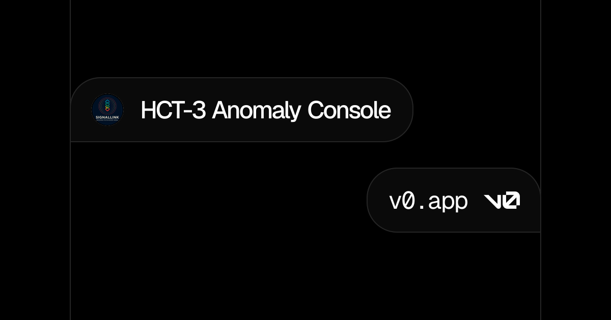 HCT-3 Anomaly Console - v0 by Vercel