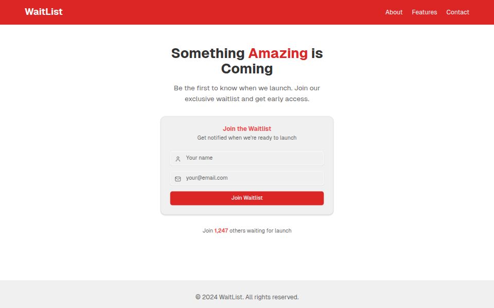 basic waitlist landing page - Landing Pages Templates - v0 by Vercel