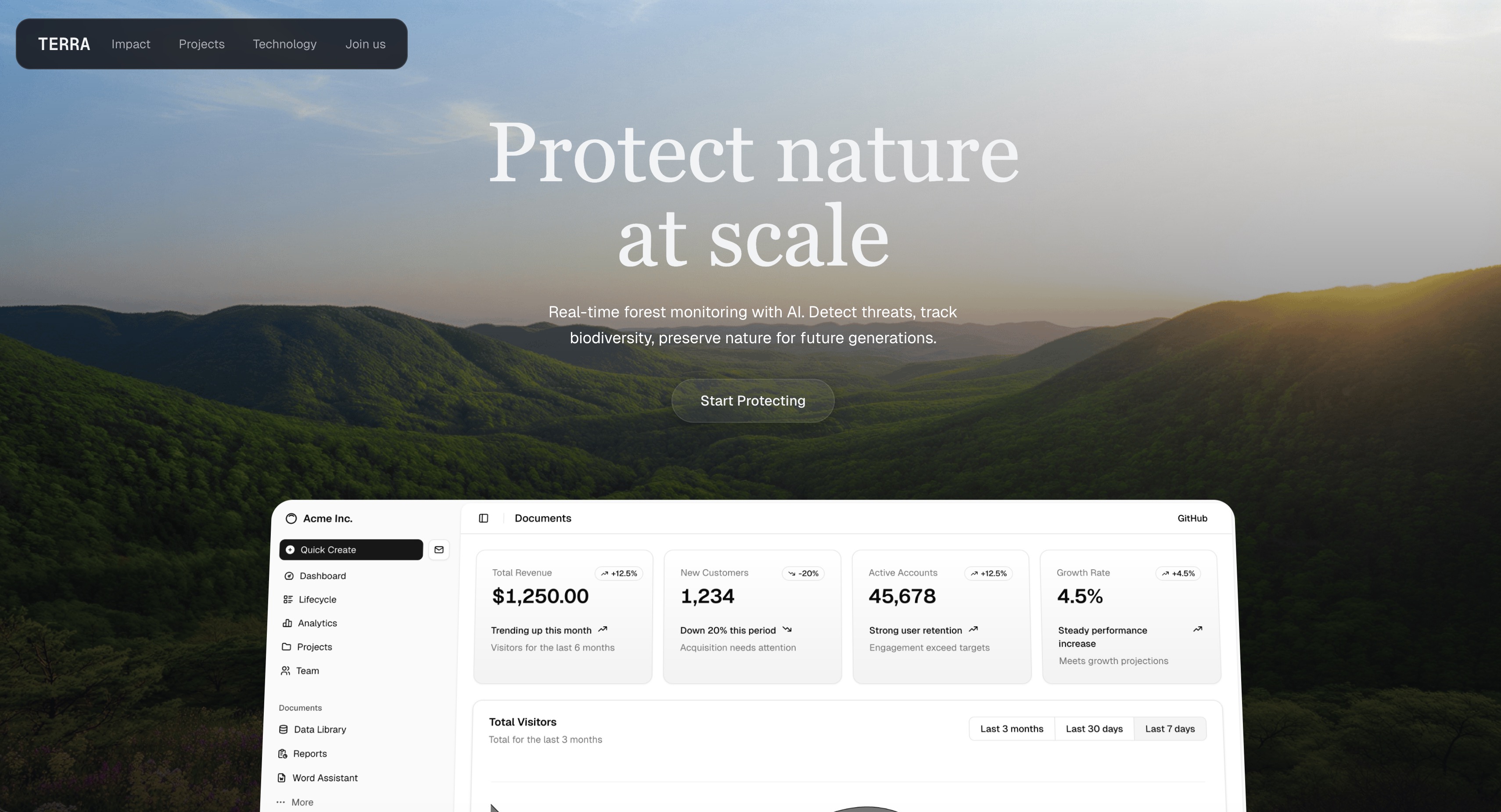 Terra Landing Page — Free Landing Page v0 template preview built with Next.js and Tailwind CSS
