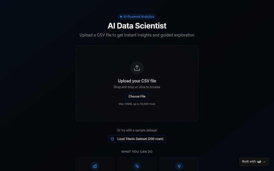 AI Data Scientist - Agents Templates - v0 by Vercel