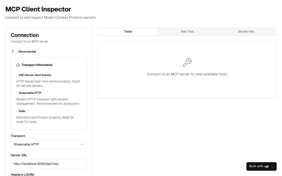v0 - MCP client inspector - v0 by Vercel