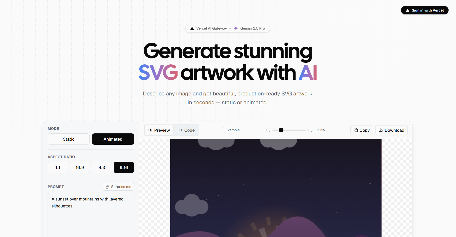 AI SVG Generator - AI Templates - v0 by Vercel