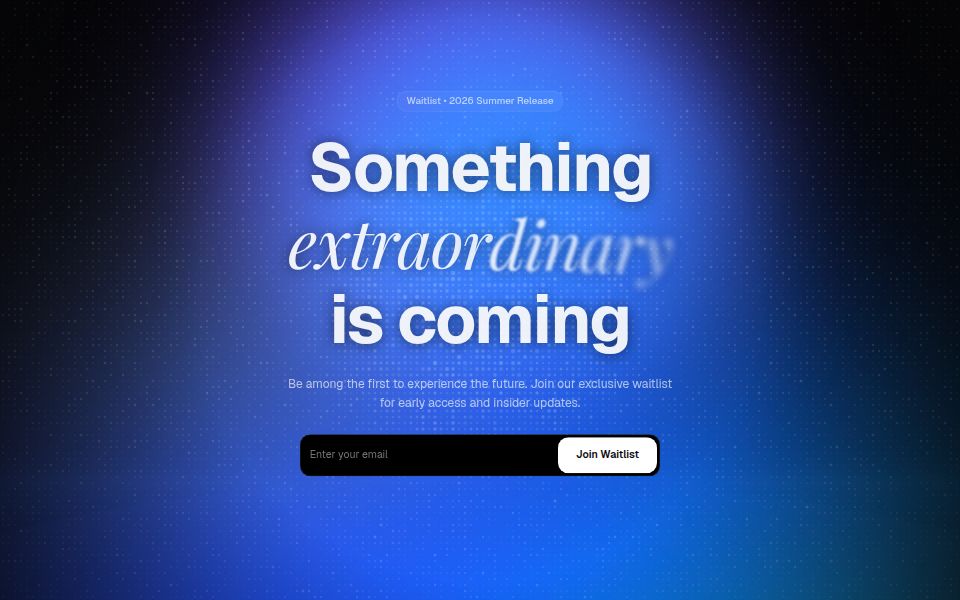 Waitlist Page — Free Landing Page v0 template preview built with Next.js and Tailwind CSS