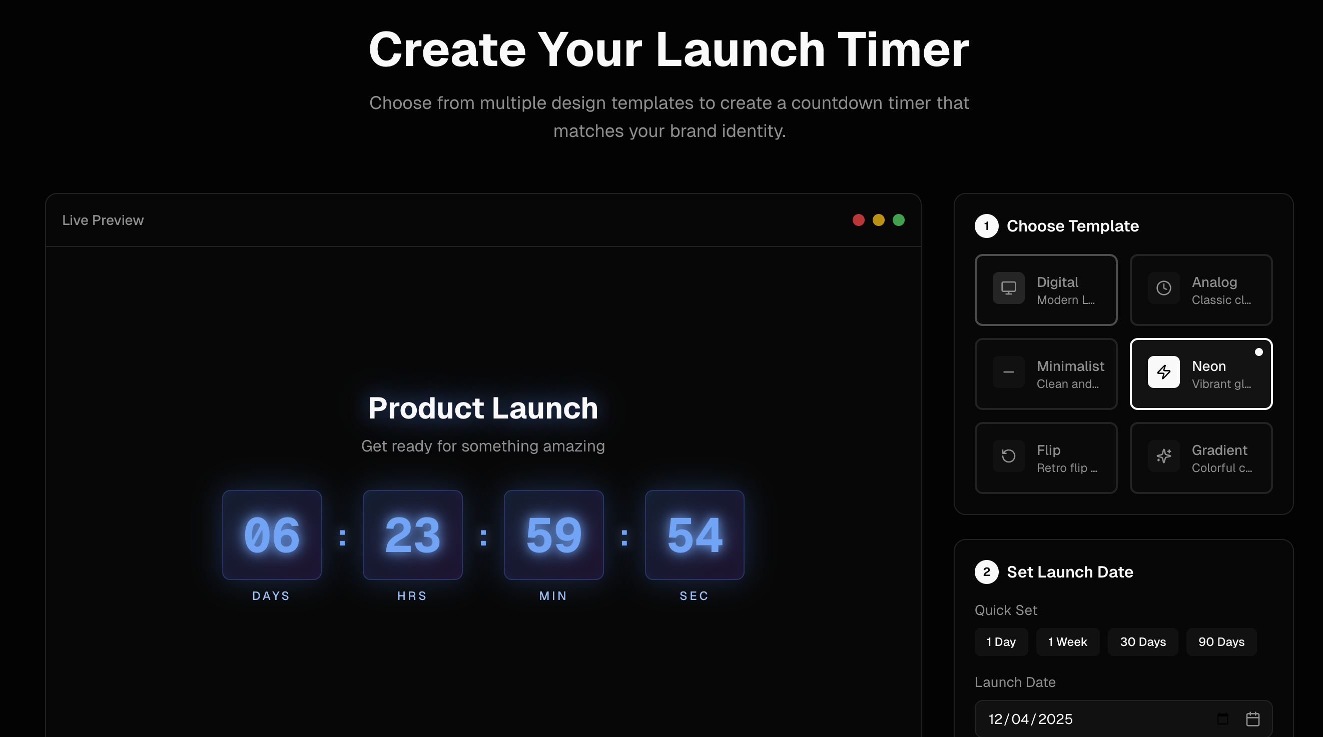 Build Your Product Launch Timer - Components Templates - v0 by Vercel