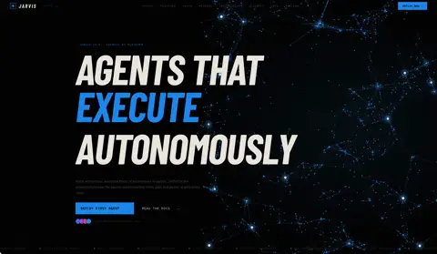 JARVIS — Agents that execute autonomously — Free AI v0 template preview built with Next.js and Tailwind CSS
