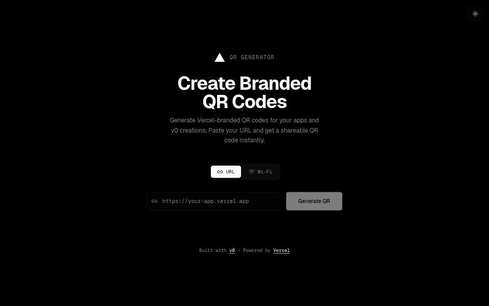 Vercel QR Generator - Apps & Games Templates - v0 by Vercel