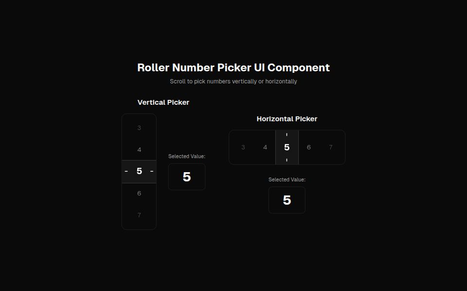 Roller Number Picker Component - Components Templates - v0 by Vercel