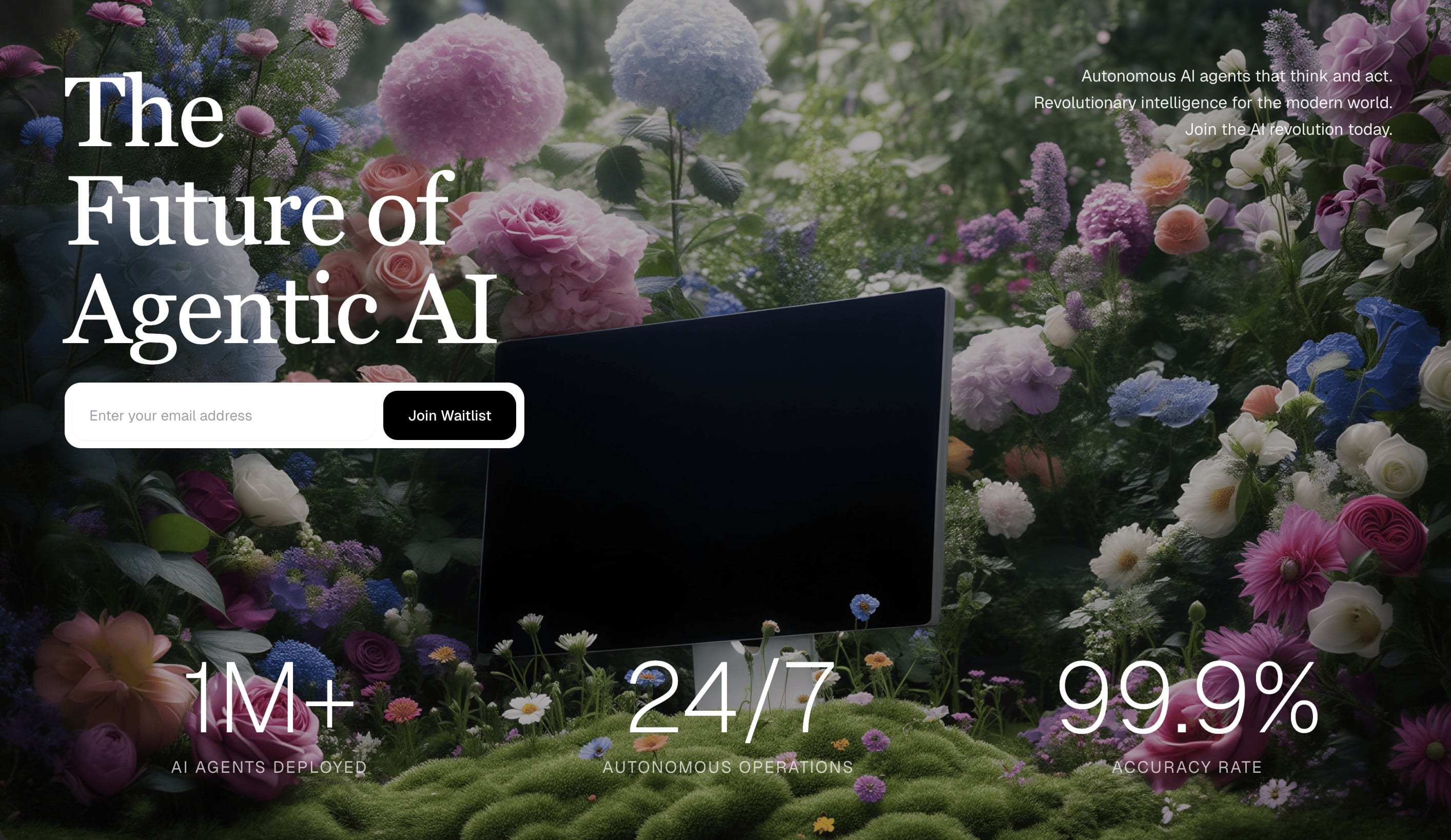 Waitlist — Agentic AI (Glitch effect) — Free Landing Page v0 template preview built with Next.js and Tailwind CSS