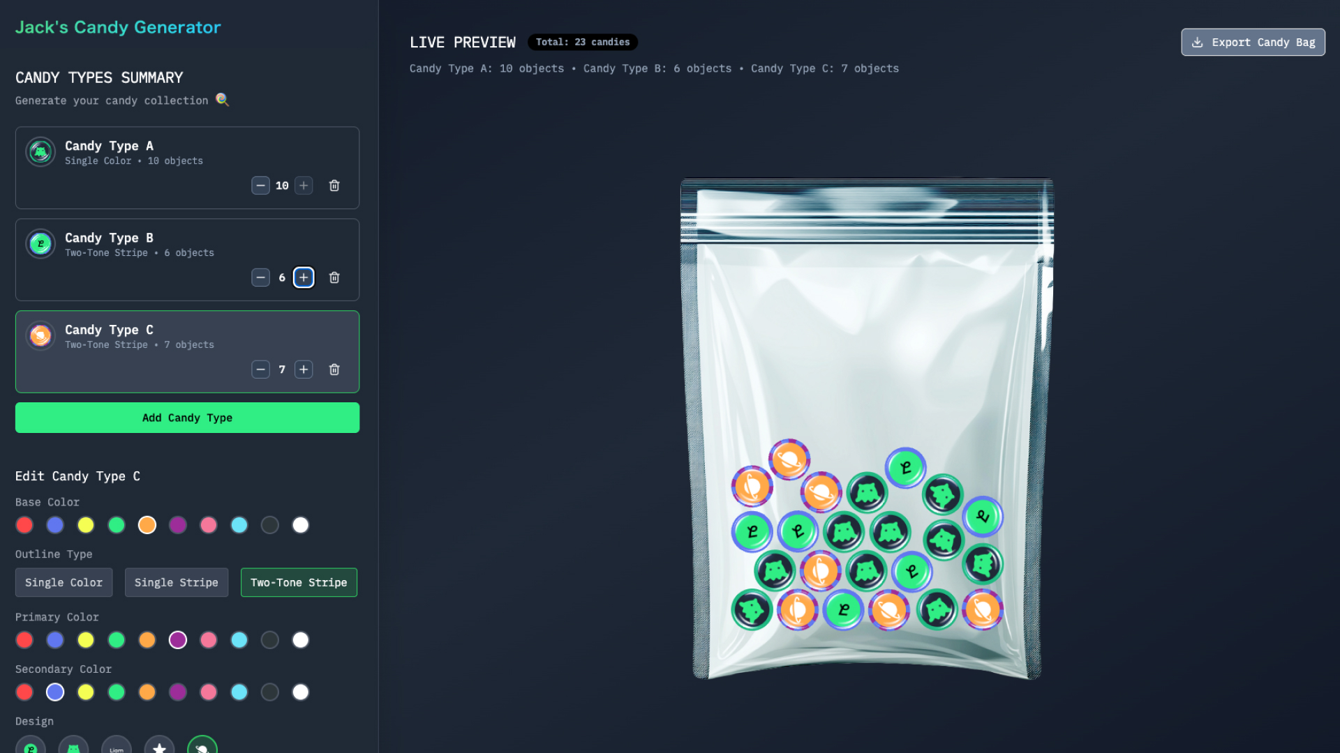 Jack's Candy Generator - Liam - Apps & Games Templates - v0 by Vercel