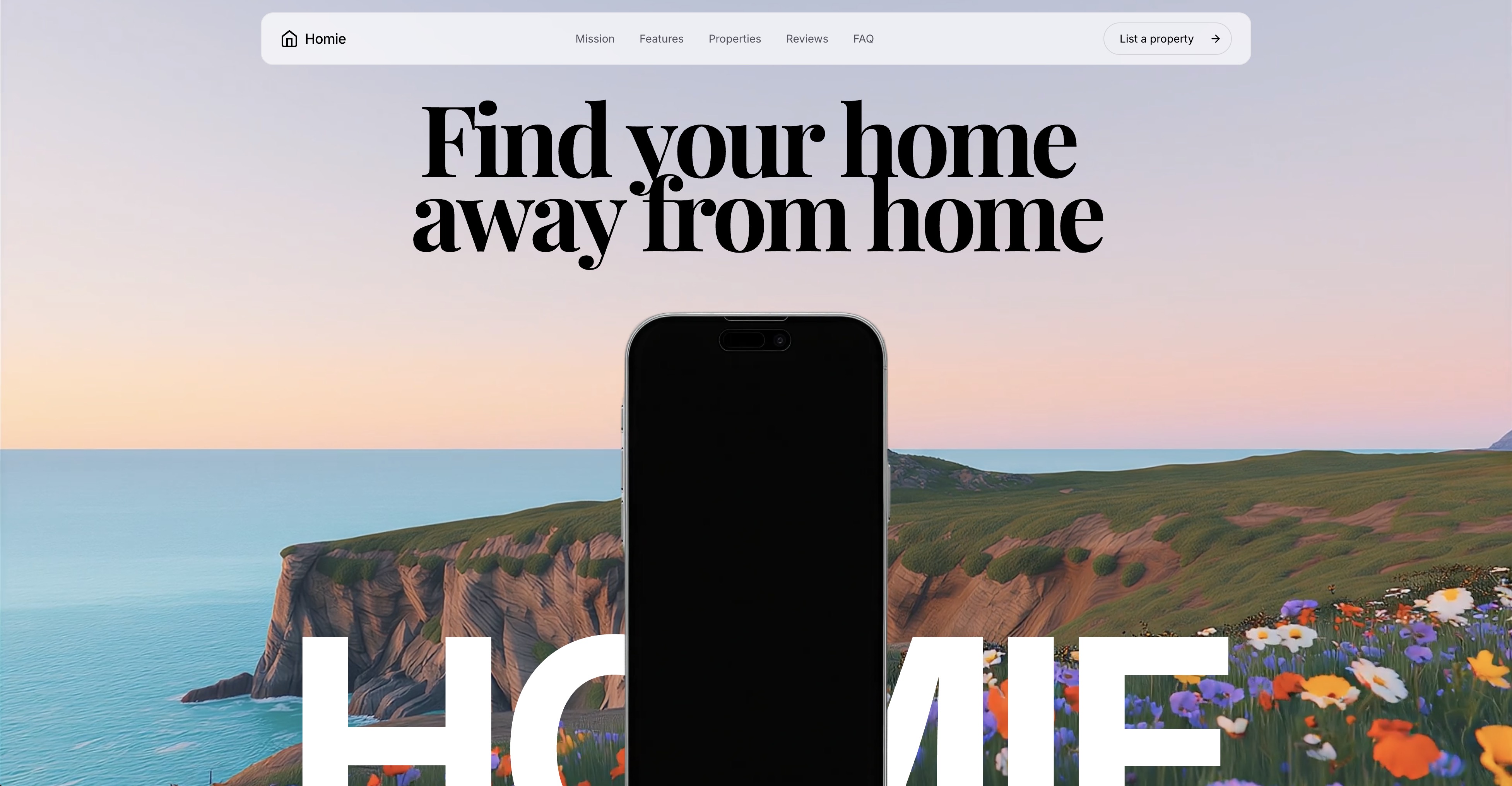 Homie — Modern Real Estate v0 Template — Free Landing Page v0 template preview built with Next.js and Tailwind CSS