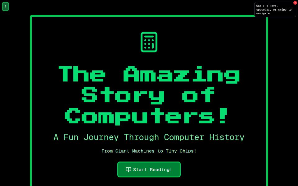 The Amazing story of Computers - Apps & Games Templates - v0 by Vercel