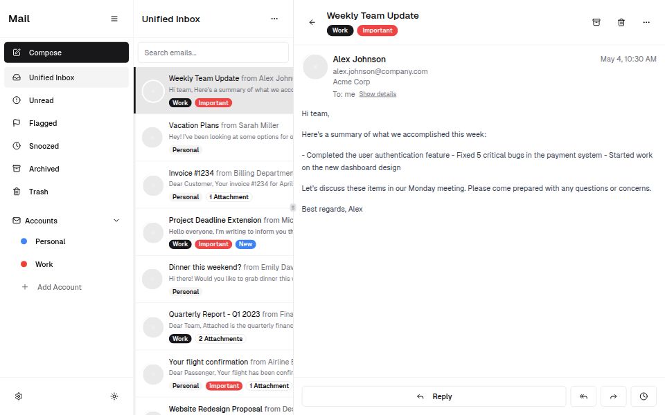 Email Interface - Apps & Games Templates - v0 by Vercel