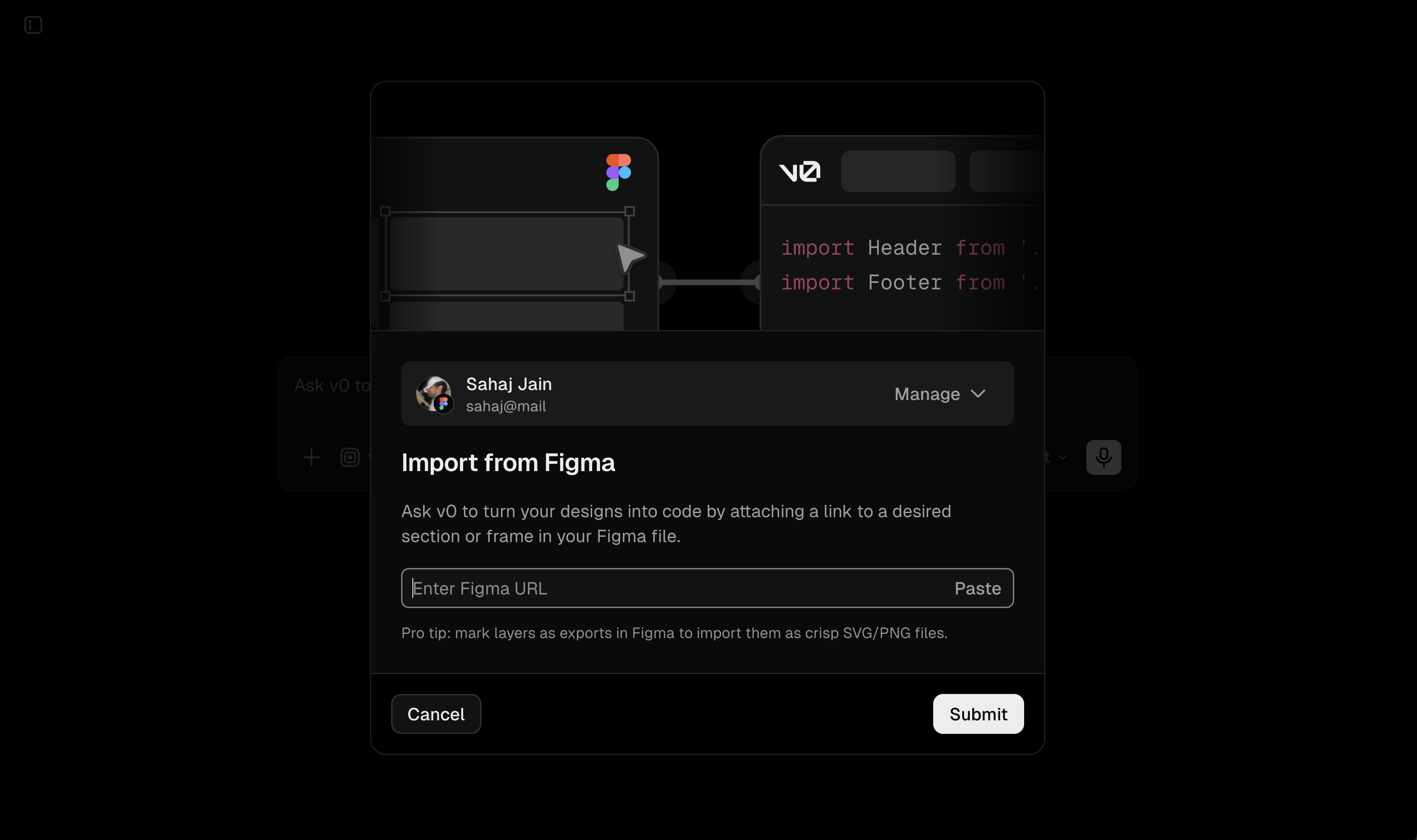 Import from Figma dialog